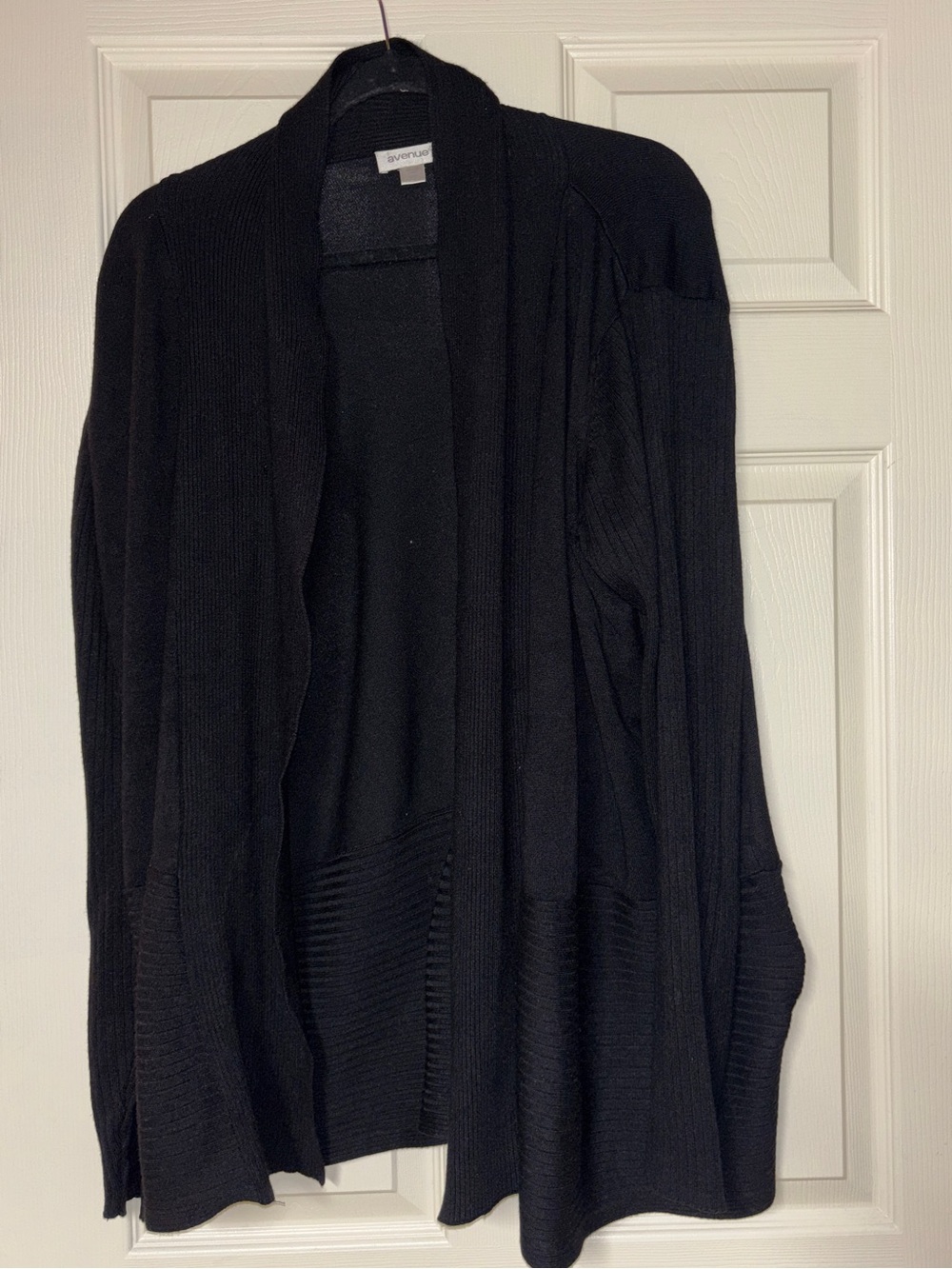 Avenue Black Open-Front Knit Cardigan